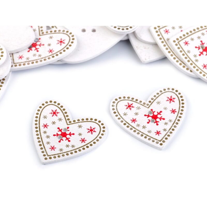 Nasture lemn, inimă, 33x34mm, 10buc/set